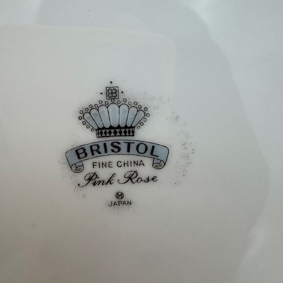 Set of 4 Vintage Soup Bowls in Pink Rose by Bristol Coupe 7.5" Made in Japan - Picture 4 of 7
